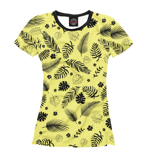Женская футболка с изображением Тропические листья цвета Белый