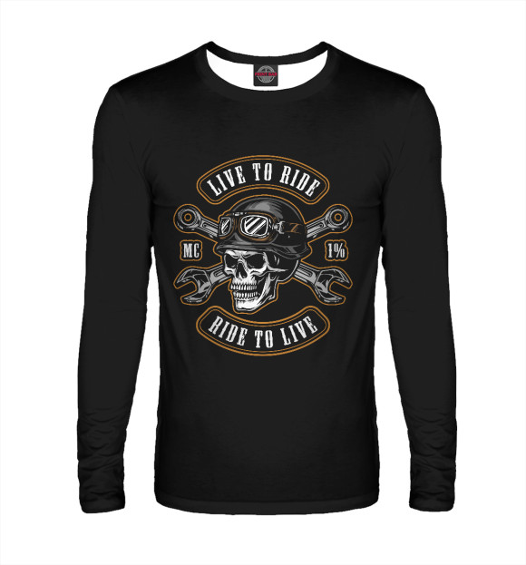 Мужской лонгслив с изображением Байкер цвета Белый