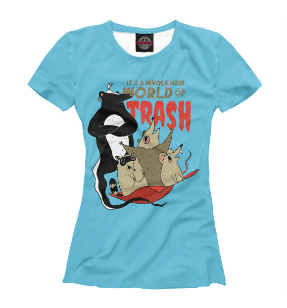 Женская футболка с изображением World of trash цвета Белый