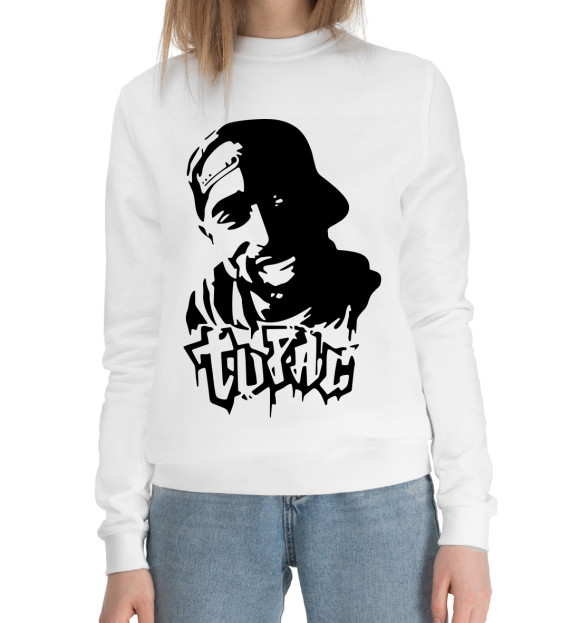 Женский хлопковый свитшот с изображением 2Pac цвета Белый