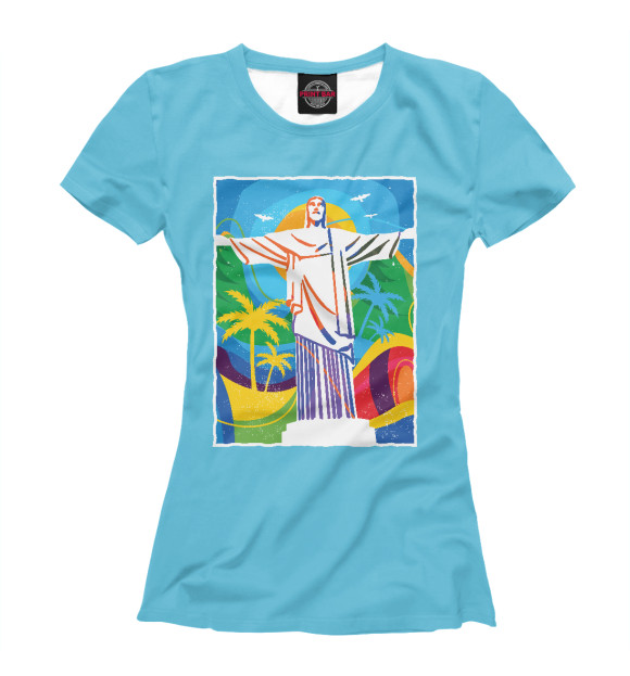 Женская футболка с изображением Разноцветное РИО цвета Белый