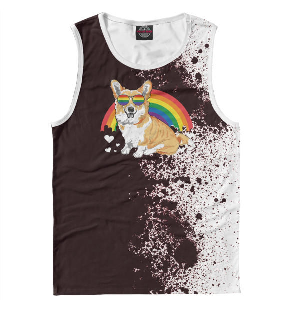 Майка для мальчика с изображением Corgi With Rainbow цвета Белый