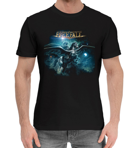 Мужская хлопковая футболка с изображением Mmagnuskarls son's freefall цвета Черный