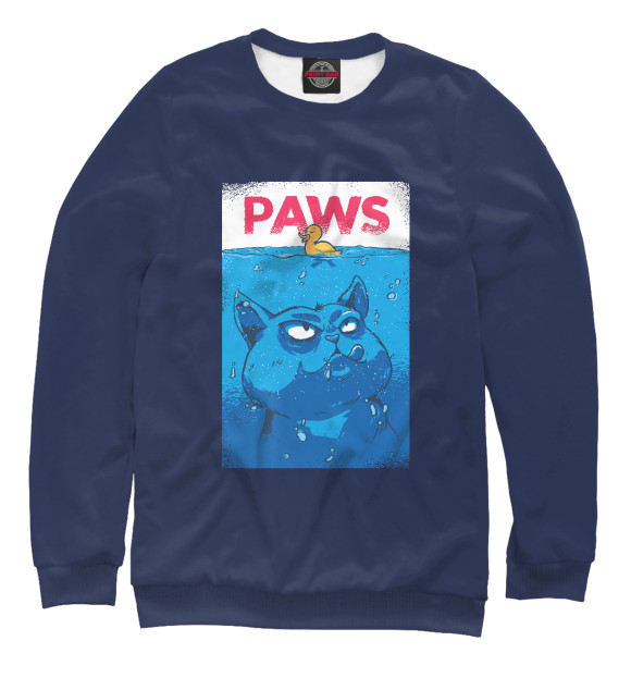 Мужской свитшот с изображением Paws лапки цвета Белый