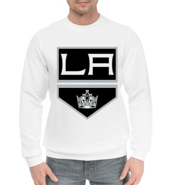 Мужской хлопковый свитшот с притом Los Angeles Kings цвета Белый Мужской хлопковый свитшот с изображением Los Angeles Kings цвета Белый