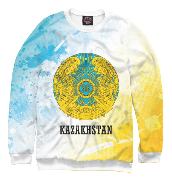 Свитшот для девочек с изображением Kazakhstan / Казахстан цвета Белый