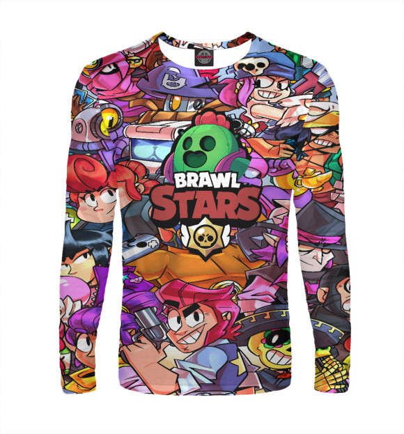 Мужской лонгслив с изображением Brawl Stars SPIKE цвета Белый
