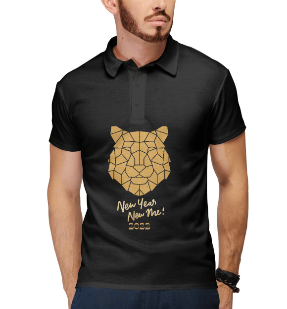 Мужское поло с изображением Год Тигра 2022 цвета Белый