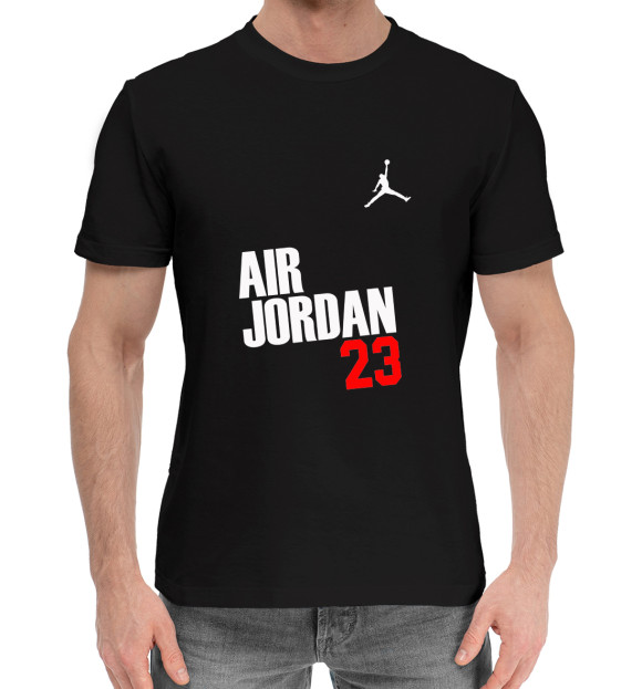 Мужская хлопковая футболка с изображением Джордан цвета Черный