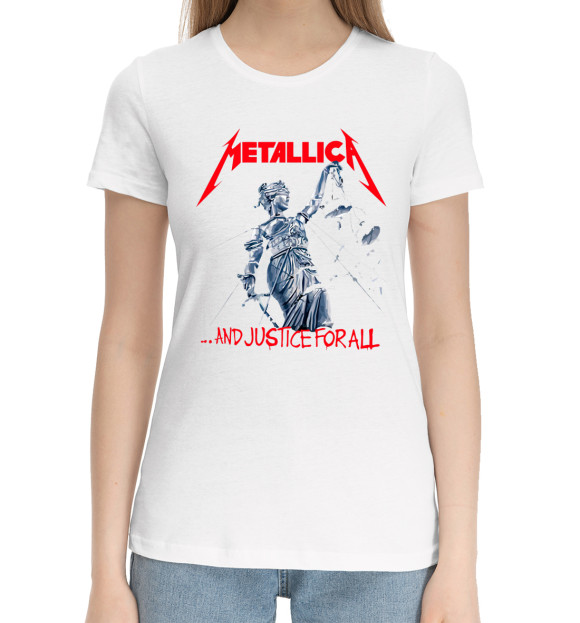 Женская хлопковая футболка с изображением Metallica цвета Белый