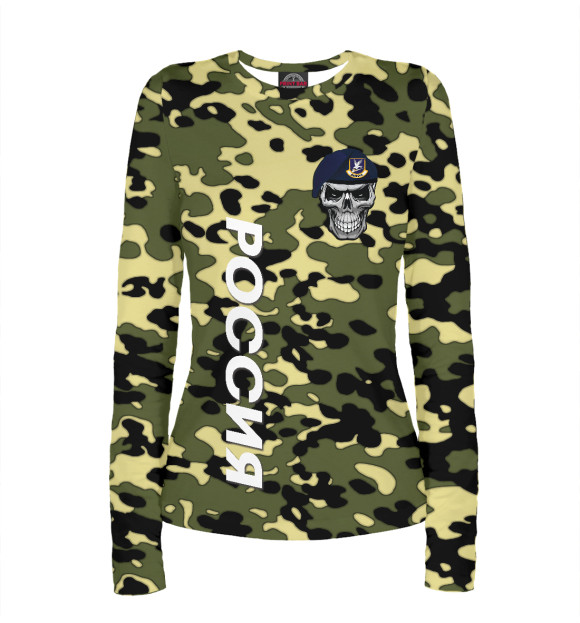 Женский лонгслив с изображением Армия цвета Белый