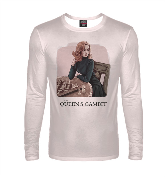 Мужской лонгслив с изображением Ход Королевы цвета Белый