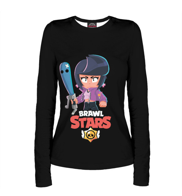 Женский лонгслив с притом Brawl Stars  BIBI цвета Белый Женский лонгслив с изображением Brawl Stars  BIBI цвета Белый