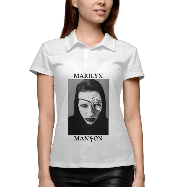 Женское поло с изображением Marilyn Manson Antichrist цвета Белый