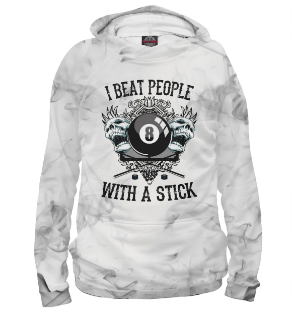 Мужское худи с изображением I Beat People Whith a Stick цвета Белый