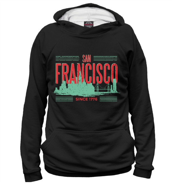Мужское худи с притом San Francisco 1776 цвета Белый Мужское худи с изображением San Francisco 1776 цвета Белый