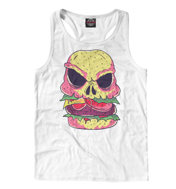 Мужская майка-борцовка с изображением Бургер Хипстер цвета Белый