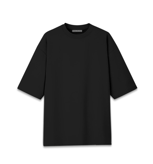 Женская футболка оверсайз с изображением Руна жизни Альгиз цвета Черный