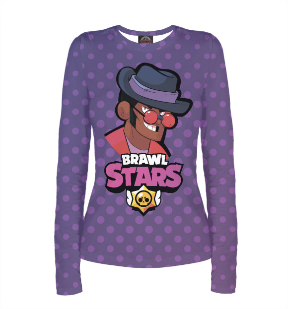 Женский лонгслив с изображением Brawl stars Брок цвета Белый