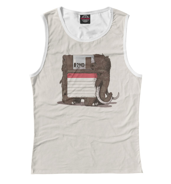 Майка для девочки с притом Мамонт цвета Белый Майка для девочки с изображением Мамонт цвета Белый