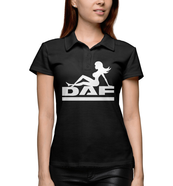 Женское поло с изображением DAF цвета Белый