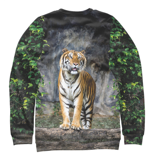 Женский свитшот с изображением Тигр в Лесу цвета Белый