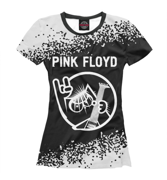 Женская футболка с изображением Pink Floyd + Кот цвета Белый