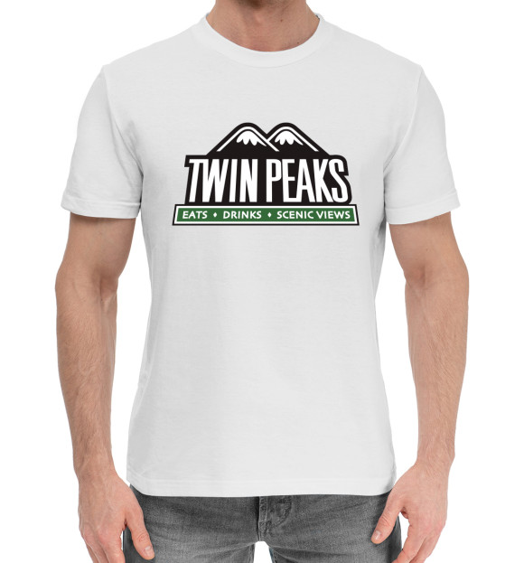 Мужская хлопковая футболка с изображением Twin Peaks цвета Белый