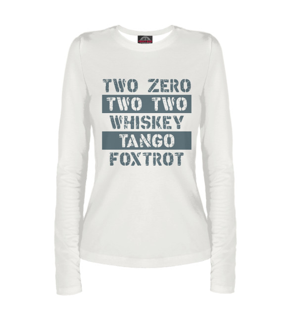 Женский лонгслив с изображением 2022: WTF? цвета Белый