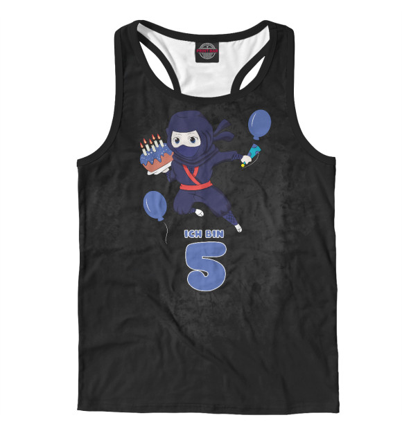 Мужская майка-борцовка с изображением NINJA BIRTHDAY 5 цвета Белый