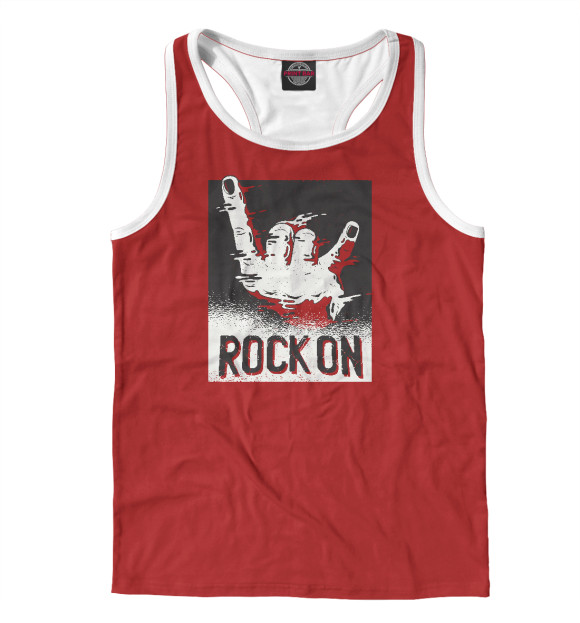 Мужская майка-борцовка с изображением Rock ON цвета Белый