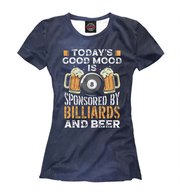 Футболка для девочек с изображением Billiards And Beer цвета Белый