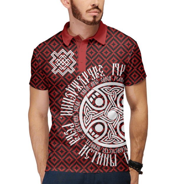 Мужское поло с изображением Русь цвета Белый