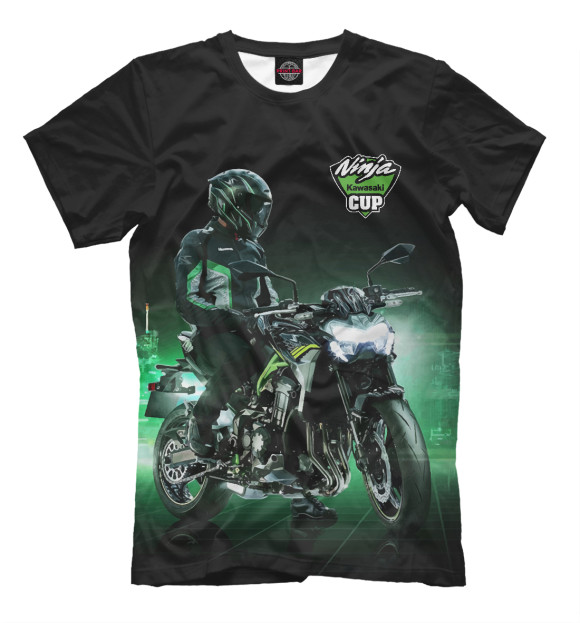 Мужская футболка с изображением Kawasaki ninja cup цвета Белый