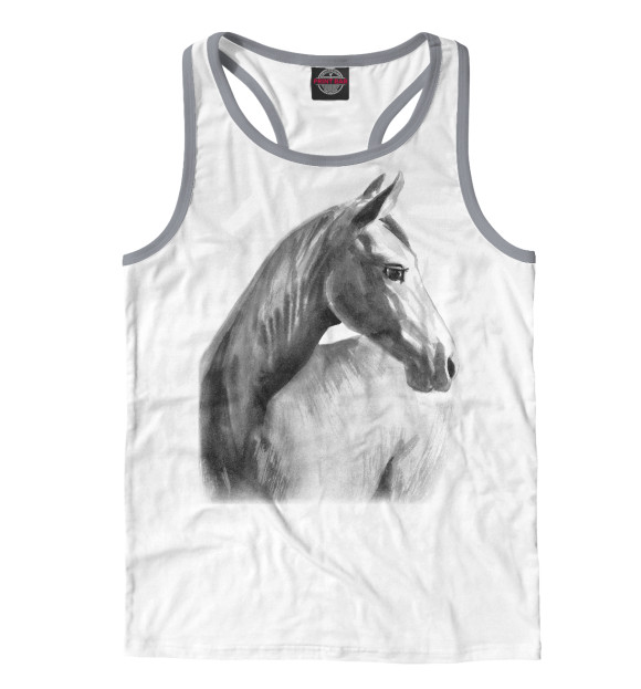 Мужская майка-борцовка с изображением Мечтательный конь цвета Белый