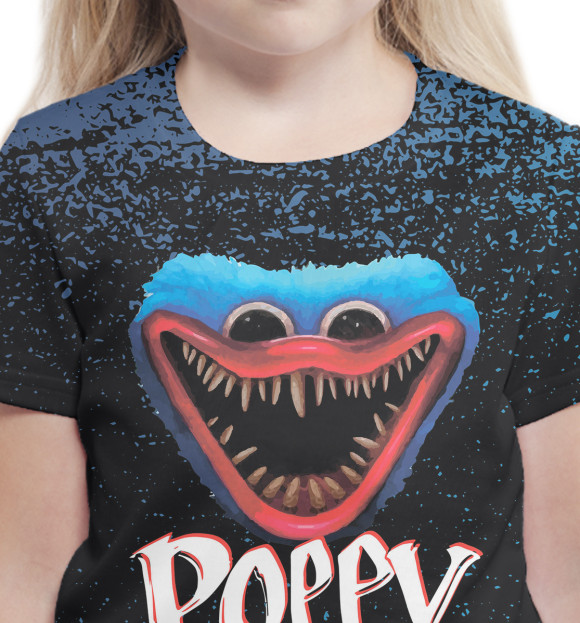 Футболка для девочек с изображением Poppy Playtime цвета Белый