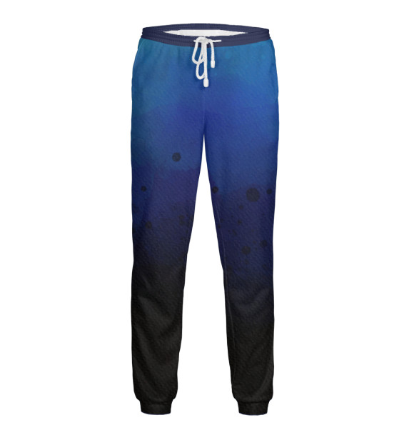 Мужские спортивные штаны с изображением Градиент (синий-черный) цвета Белый