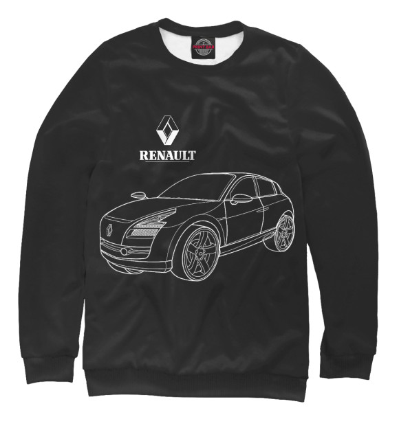 Мужской свитшот с изображением Renault / Рено цвета Белый
