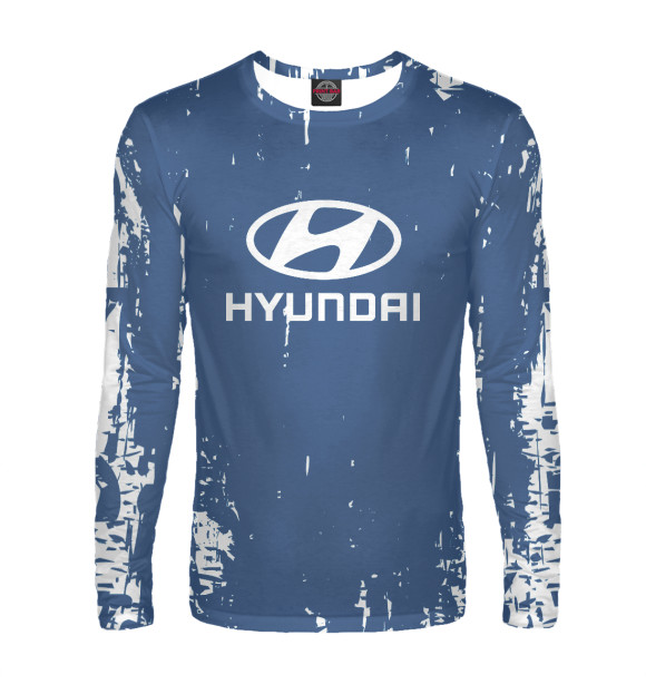 Мужской лонгслив с изображением Hyundai цвета Белый