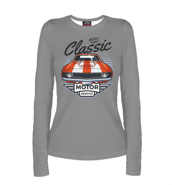 Женский лонгслив с изображением Classic motor sport цвета Белый