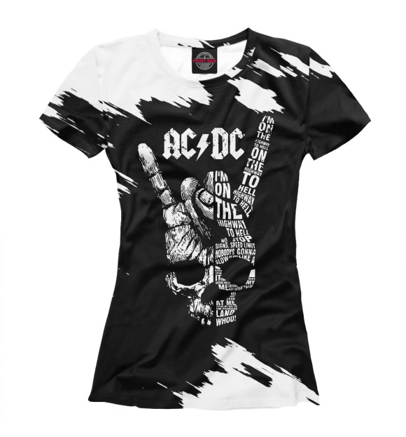 Футболка для девочек с изображением AC/DC цвета Белый