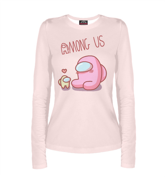 Женский лонгслив с изображением Among Us Pink цвета Белый