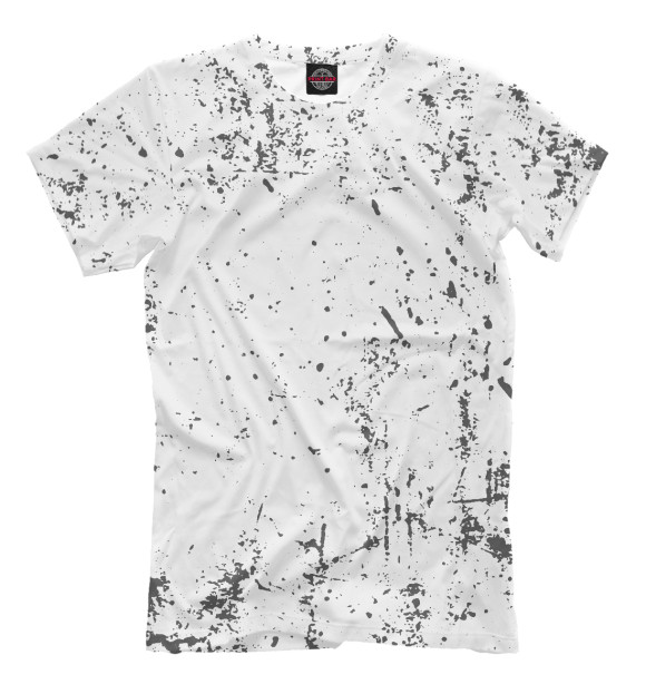 Мужская футболка с изображением Брызги черной краски на белом фоне цвета Белый