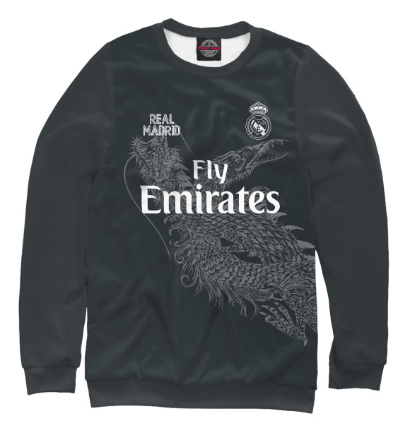 Женский свитшот с изображением Real Madrid dragon цвета Белый