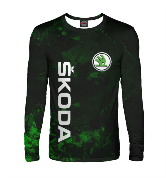 Мужской лонгслив с изображением ШКОДА, SKODA цвета Белый