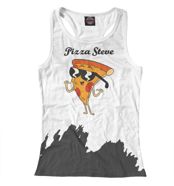 Женская майка-борцовка с изображением Pizza Steve цвета Белый