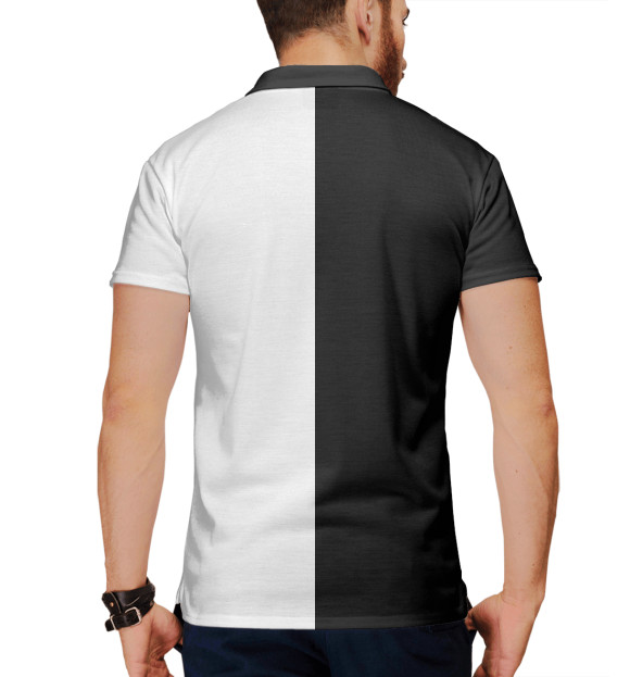 Мужское поло с притом Волк (чёрно-белый) цвета Белый Мужское поло с изображением Волк (чёрно-белый) цвета Белый