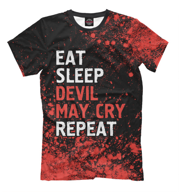Мужская футболка с изображением Eat Sleep Devil May Cry Repeat цвета Белый