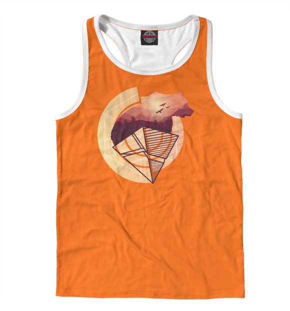 Мужская майка-борцовка с изображением Абстрактный медведь цвета Белый