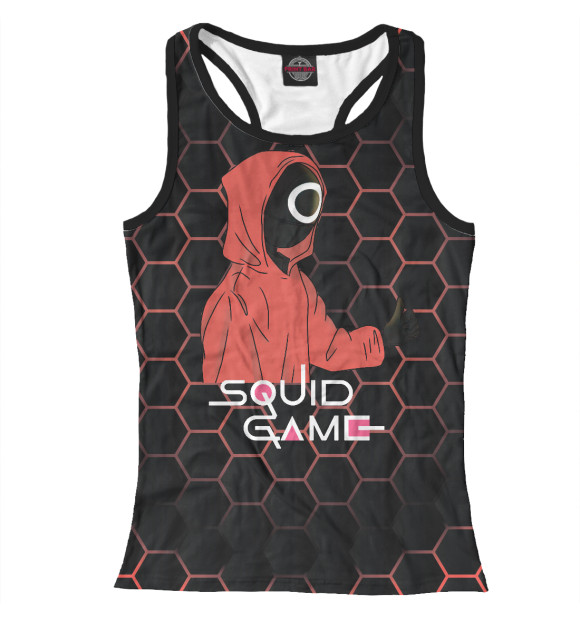 Женская майка-борцовка с изображением Игра в кальмара цвета Белый